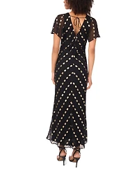 Msk Women's V-Neck Flutter Sleeve Maxi Dress