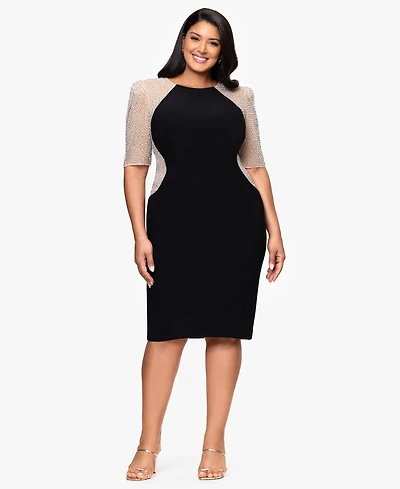 Xscape Plus Short Sleeve Sheath Dress