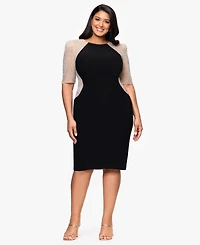 Xscape Plus Short Sleeve Sheath Dress