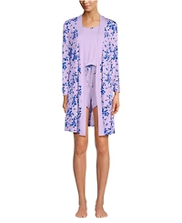 Lands' End Women's Cooling 3 Piece Pajama Set - Robe Tank and Shorts