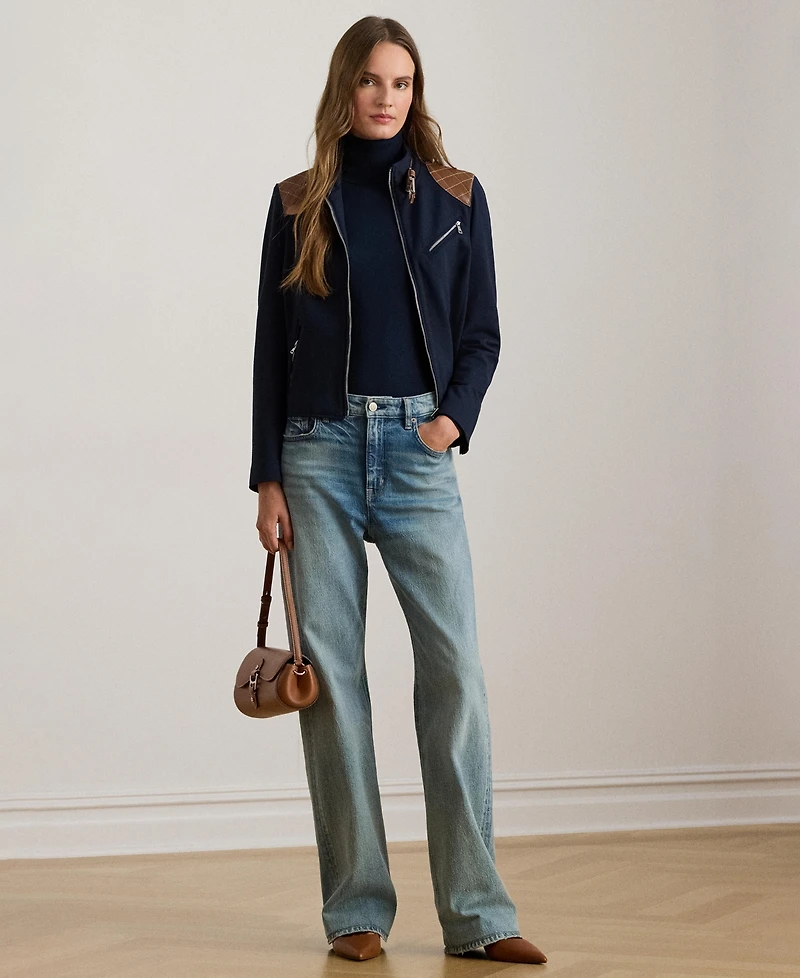 Lauren Ralph Women's Ponte Long Sleeve Moto Jacket