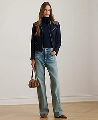 Lauren Ralph Women's Ponte Long Sleeve Moto Jacket