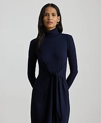 Lauren Ralph Women's Tie-Front Turtle Neck Dress