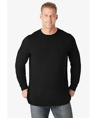 KingSize Big & Tall Shrink-Less Lightweight Long-Sleeve Crewneck Pocket T-Shirt