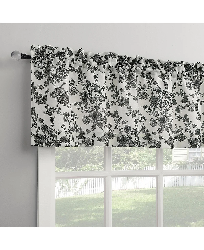 Elodie Tonal Botanical Semi-Sheer Rod Pocket Kitchen Curtain Valance