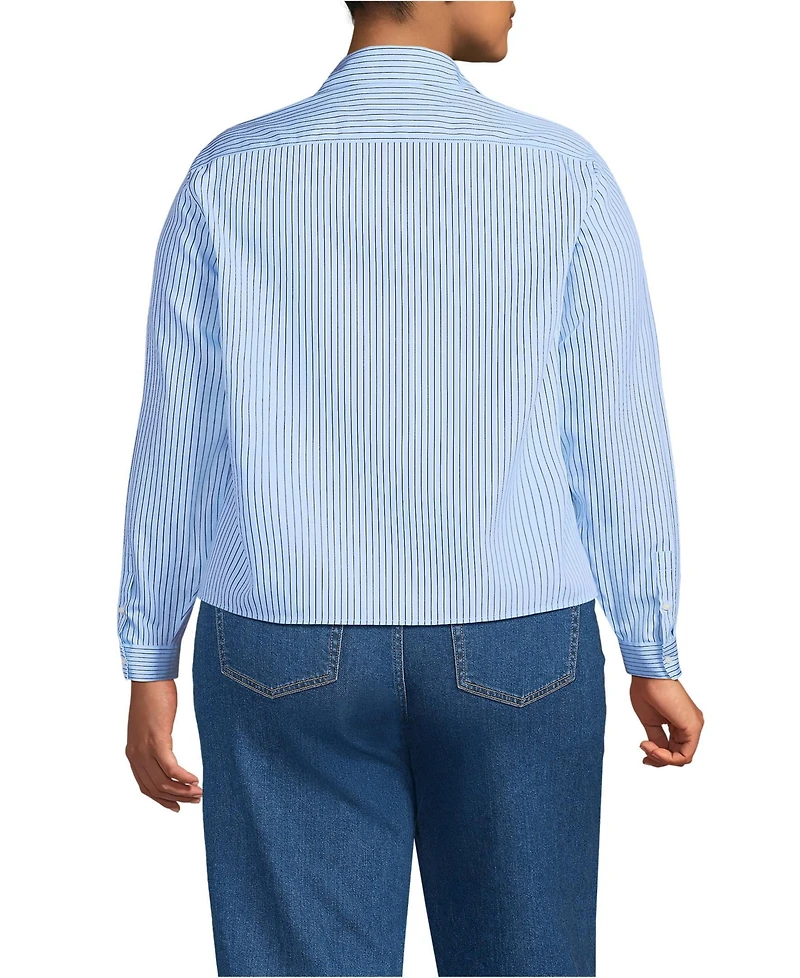 Lands' End Women's Plus No Iron Boxy Cropped Shirt