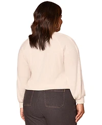 Democracy Plus Long Sleeve Cased Hem Knit Top