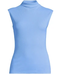 Lands' End Plus Cap Sleeve Drapey Rib Fitted Funnel Neck Tank