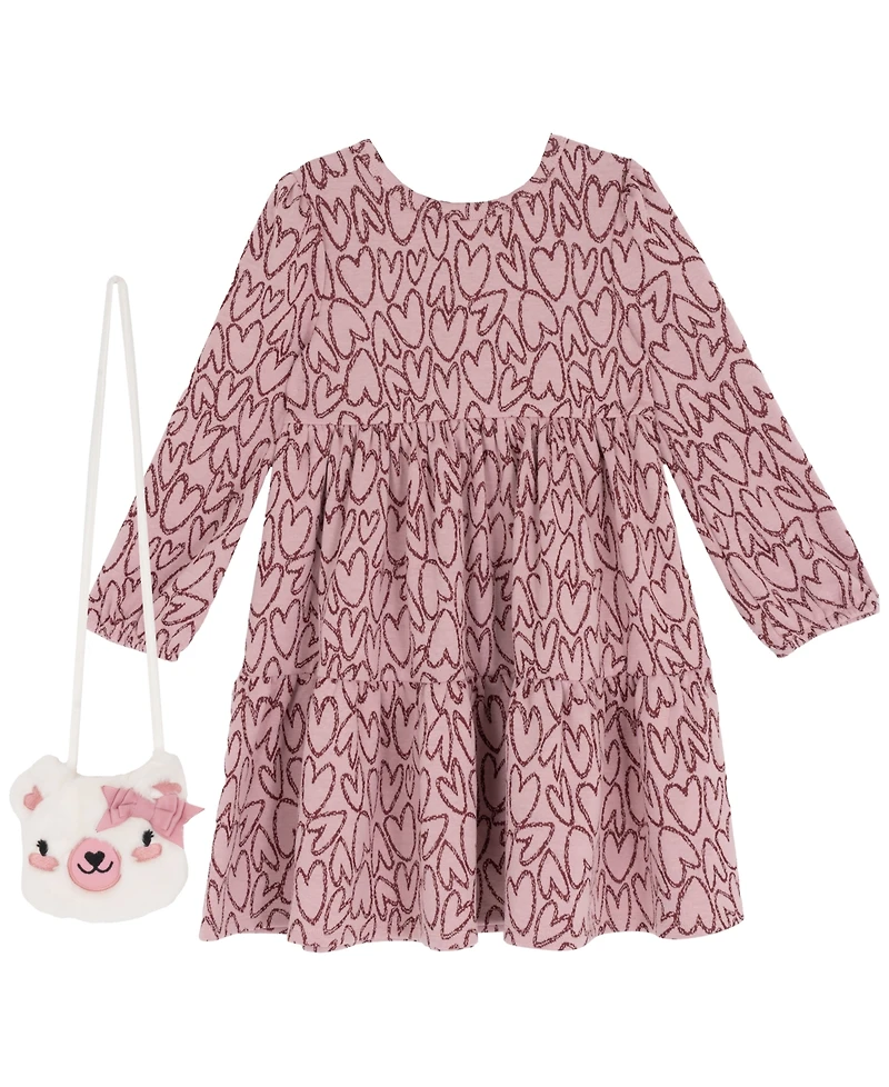 Rare Editions Girls 2-Piece Heart Dress and Purse Set