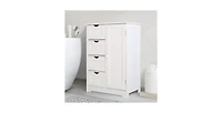 Slickblue Modern Farmhouse Bathroom Floor Cabinet with 2 Drawers and Shelf in Wood Finish