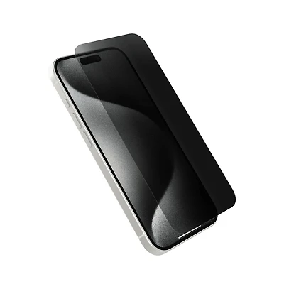 OtterBox Premium Pro Glass Antimicrobial Privacy Screen Protector for Apple iPhone 15 Pro-Clear