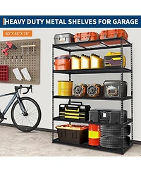 gaomon Garage Shelving, 5-Tier Heavy Duty Garage Shelving, 60" L x 24" W x 78" H Storage Shelves Adjustable Height, Metal Shelves for Kitchen Pantry B