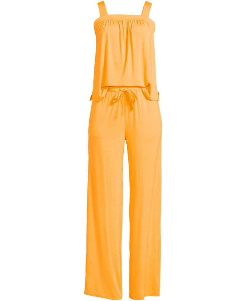 Lands' End Women's Plus Cooling 2 Piece Pajama Set - Sleeveless Square Neck Top and Pants