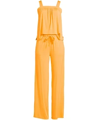 Lands' End Women's Plus Cooling 2 Piece Pajama Set - Sleeveless Square Neck Top and Pants