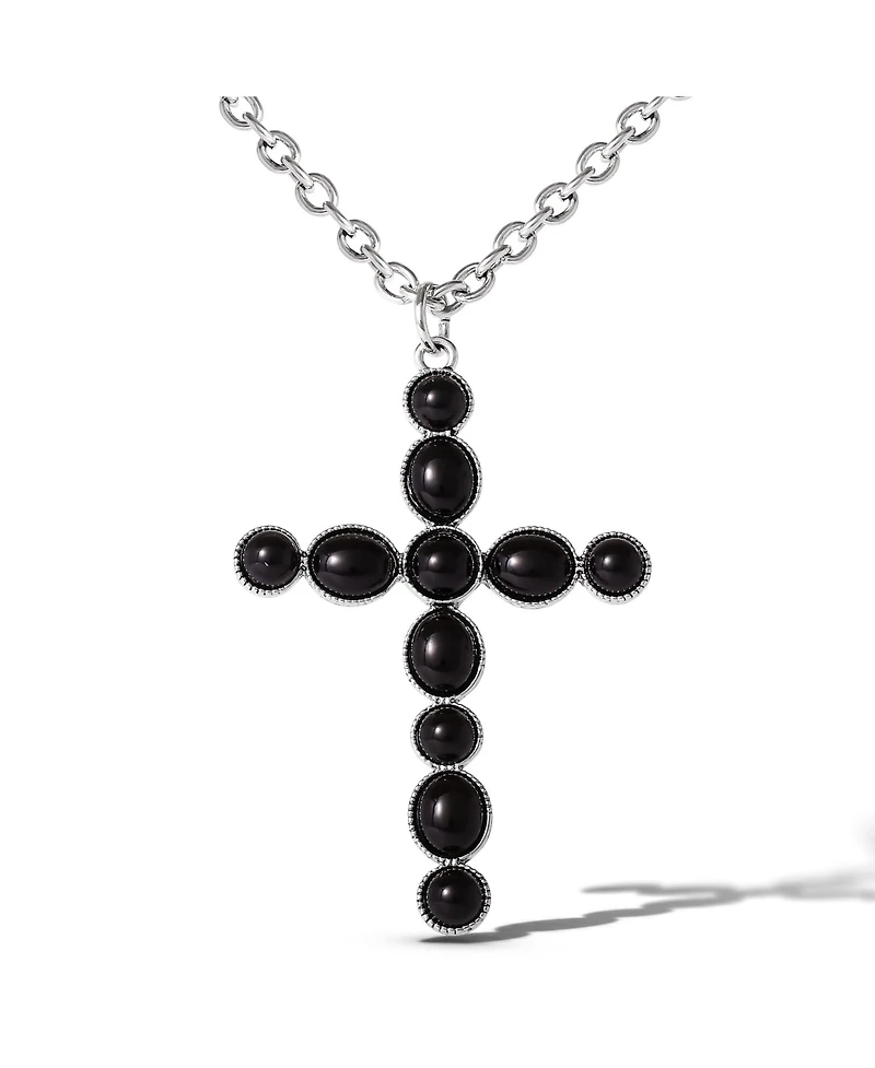 Jessica Simpson Ox Silver Black Cross Necklace