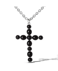 Jessica Simpson Ox Silver Black Cross Necklace