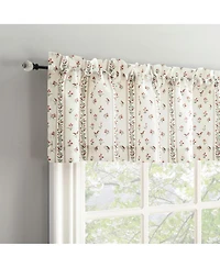 No. 918 Ridgewood Ditsy Floral Stripe Semi-Sheer Rod Pocket Kitchen Curtain Valance