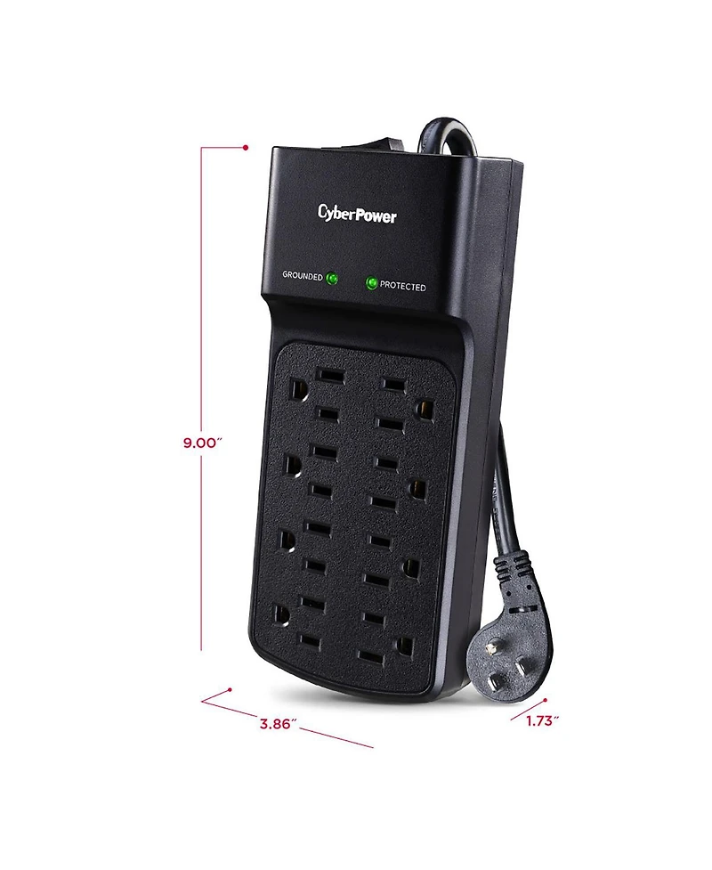 CyberPower B808 8-Outlet Essential Surge Protector with 8' Cord, Black
