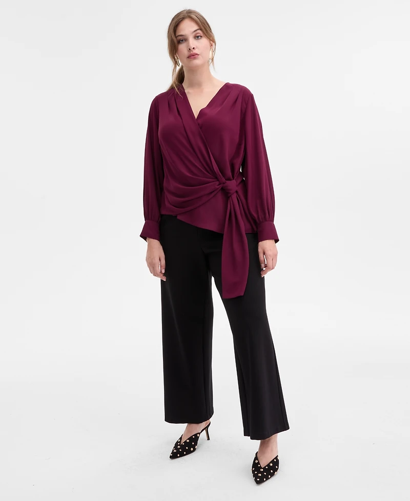 I.n.c. International Concepts Plus Asymmetrical Tie-Front Blouse, Macy's Exclusive