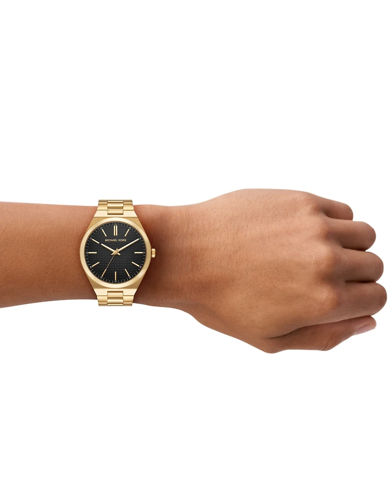 Michael Kors Men's Lennox Three-Hand Gold-Tone Stainless Steel Watch, 43mm