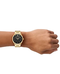Michael Kors Men's Lennox Three-Hand Gold-Tone Stainless Steel Watch, 43mm