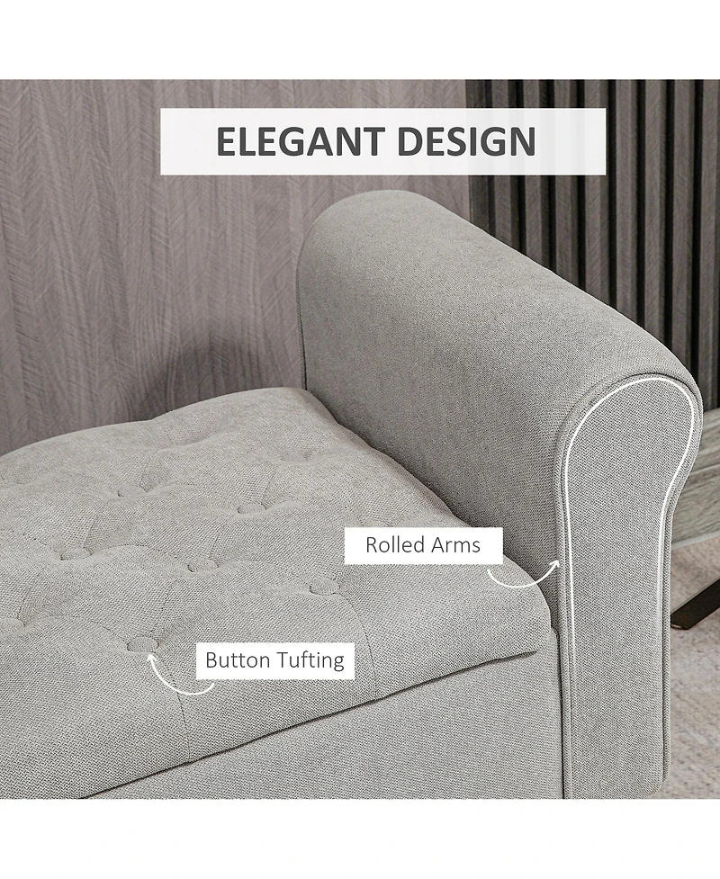 Homcom 50" Bed End Bench with Ottoman and Storage