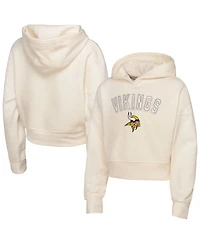 Outerstuff Big Girls Cream Minnesota Vikings Oversized Cropped Blitz Hoodie