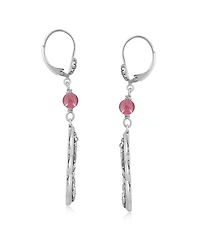 American West Jewelry Sterling Silver Rhodonite Flower Gemstone Bead Lever Back Earrings