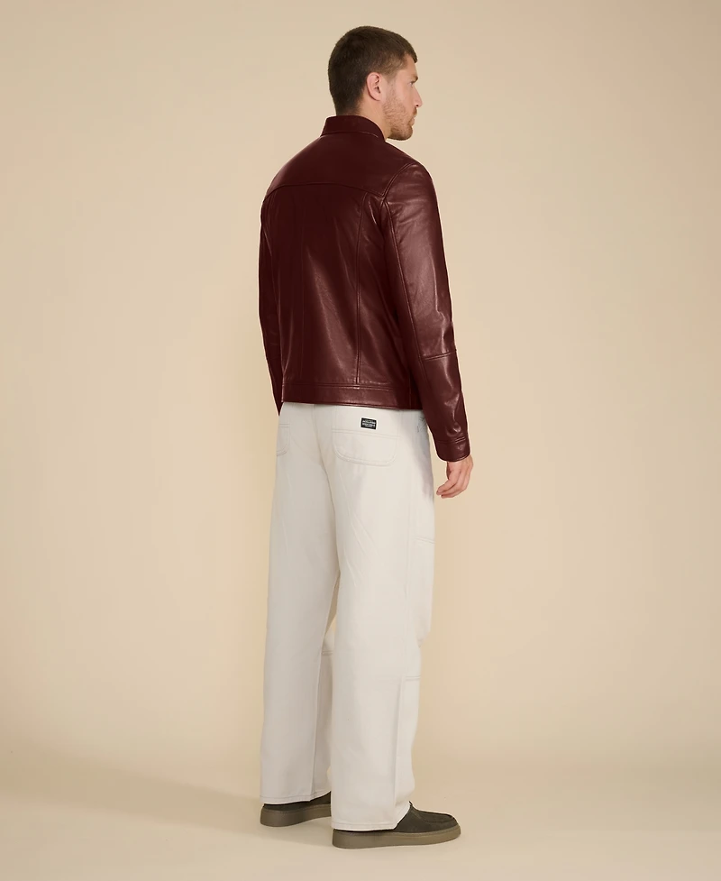 Furniq Uk Men's Leather Racer Jacket