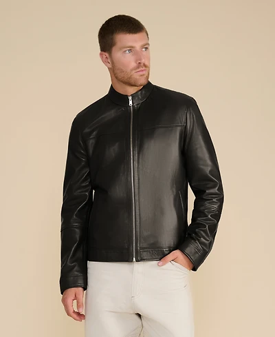 Furniq Uk Men's Leather Racer Jacket