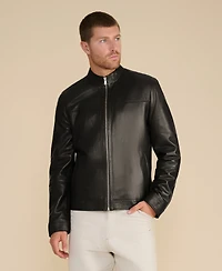 Furniq Uk Men's Leather Racer Jacket