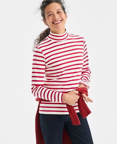 Style & Co Women's Printed Mock-Neck Knit Top, Macy's Exclusive
