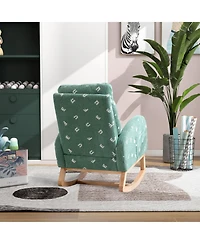 1-Piece Green Wooden Rocking Chair for Living Room Baby Kids Room