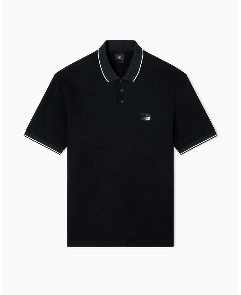 A|X Armani Exchange Men's Night Lab Short Sleeve Mercerized Cotton Pique Polo Shirt