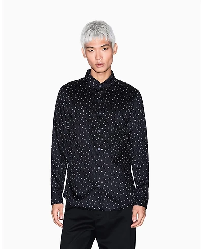 A|X Armani Exchange Men's Allover Letter Logo Satin Woven Shirt