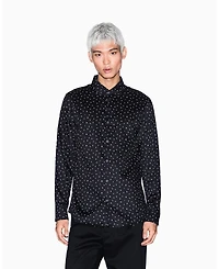 A|X Armani Exchange Men's Allover Letter Logo Satin Woven Shirt
