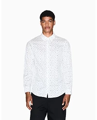 A|X Armani Exchange Men's Allover Letter Logo Satin Woven Shirt