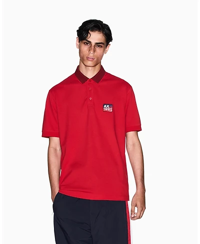 A|X Armani Exchange Men's Graphic Pique Collar Tipping Polo Shirt