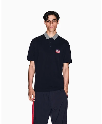 A|X Armani Exchange Men's Graphic Pique Collar Tipping Polo Shirt