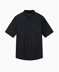 A|X Armani Exchange Men's Short Sleeve Cotton Jacquard Allover Logo Woven Shirt