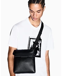 A|X Armani Exchange Men's Faux-Leather Flat Crossbody Bag