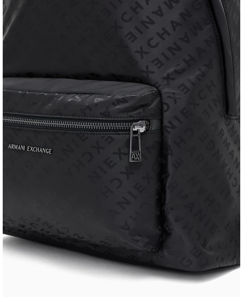 A|X Armani Exchange Men's Satin Jacquard Allover Logo Backpack