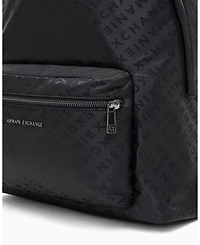 A|X Armani Exchange Men's Satin Jacquard Allover Logo Backpack