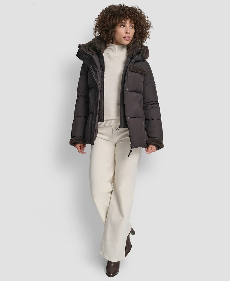 Dkny Women's Detailed Hooded Puffer Coat