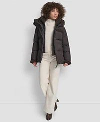 Dkny Women's Detailed Hooded Puffer Coat