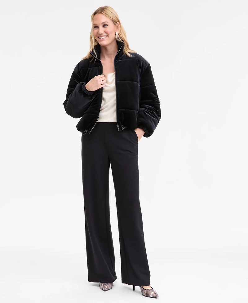 I.n.c. International Concepts Women's Cropped Velvet Puffer Jacket, Macy's Exclusive