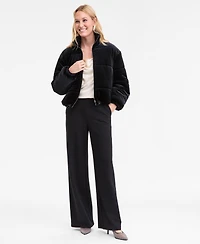 I.n.c. International Concepts Women's Cropped Velvet Puffer Jacket, Macy's Exclusive