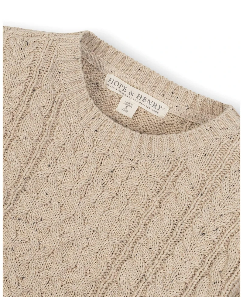 Hope & Henry Boys Organic Long Sleeve Fisherman Cable Pullover Sweater