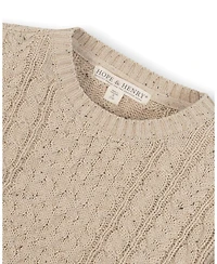 Hope & Henry Boys Organic Long Sleeve Fisherman Cable Pullover Sweater