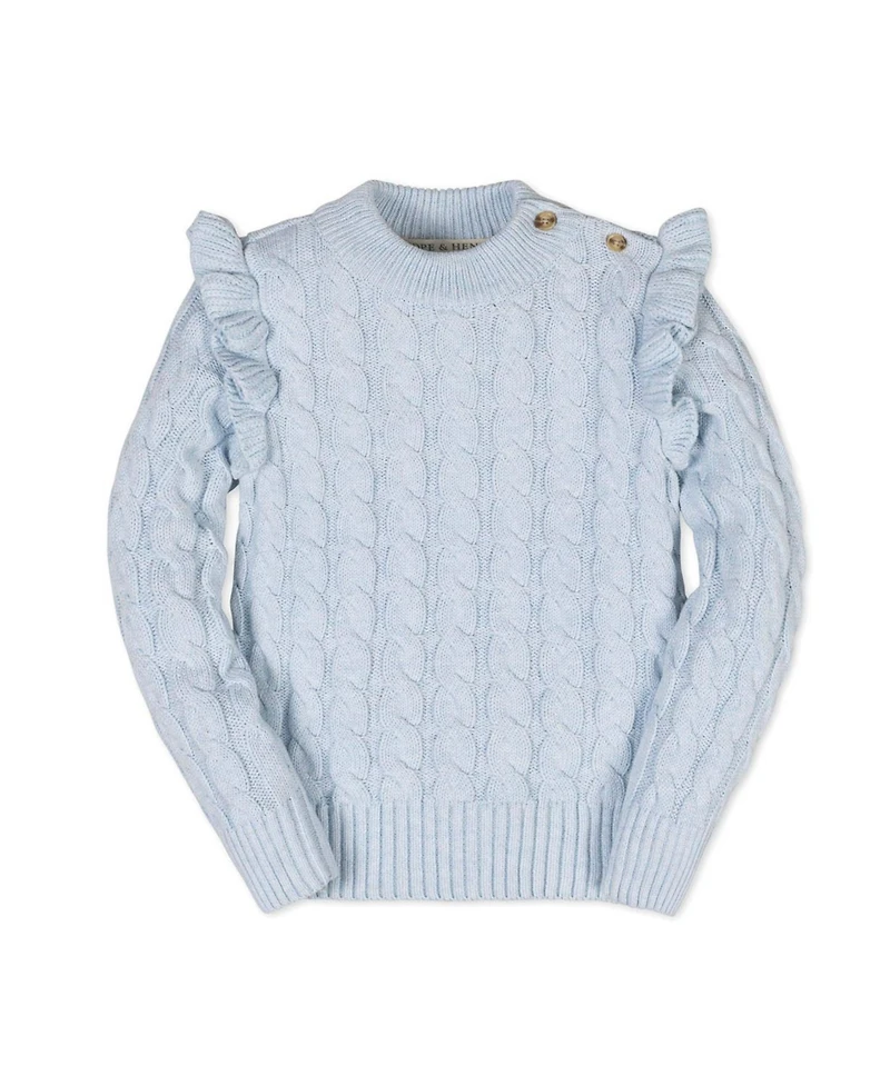 Hope & Henry Little and Big Girls' Organic Long Sleeve Mock Neck Sweater with Ruffle